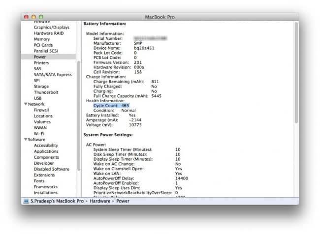 Check Mac Battery Cycle Count