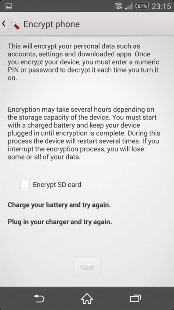 Encrypt Android Device