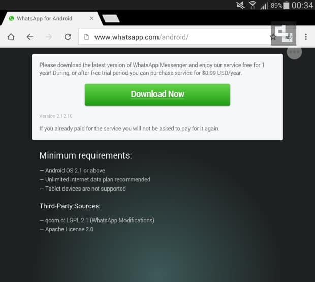 Install WhatsApp On Your Android Tablet