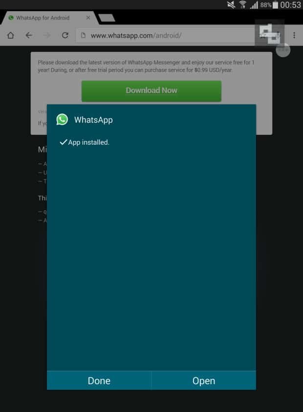 whatsapp installation android