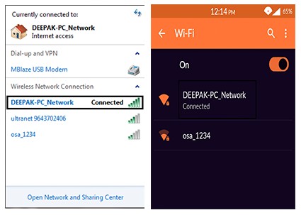Connect Smartphone PC Same WiFi Network