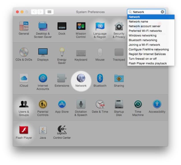 Mac OS X Settings Network