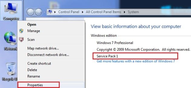 Windows Service Pack 1